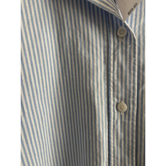 NWT GAP White Blue Striped  Cotton Poplin Oversized Button-Up Big Shirt Large - Picture 5 of 11